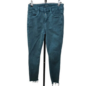 Mother Womens High Waisted Looker  Ankle Fray Teal Size 25